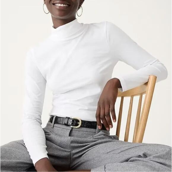 J. Crew Tops - NWT J. Crew Tissue Turtleneck Top White Long Sleeve Lightweight Classic Size S